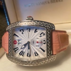 Michelle watch. Authentic Pave diamonds and Alligator band. Worn only twice.
